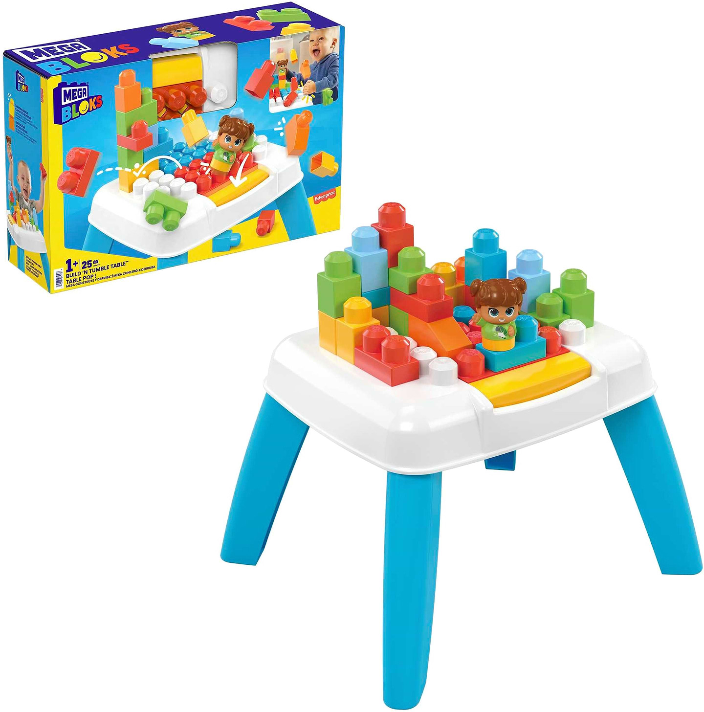 Пластиковый конструктор для малышей Mega Bloks Развивающий конструктор-столик (HHM99) - Фото 1