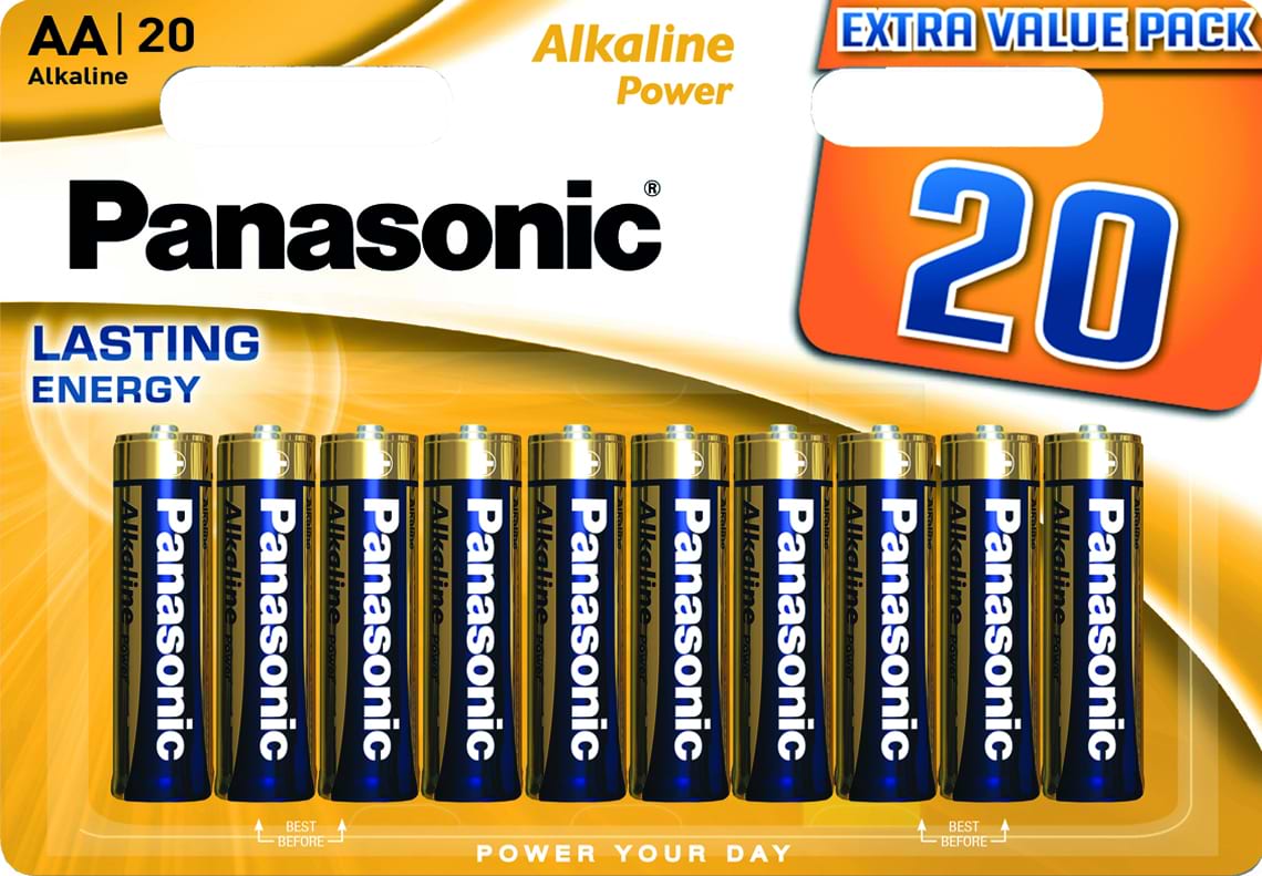 Батарейка тип AA Panasonic ALKALINE POWER AA BLI 20 (LR6REB/20BW) - Фото 1