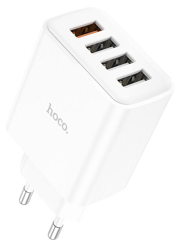 Сетевое зарядное устройство HOCO C102A Fuerza QC3.0 four-port charger 18W White (6931474777713)