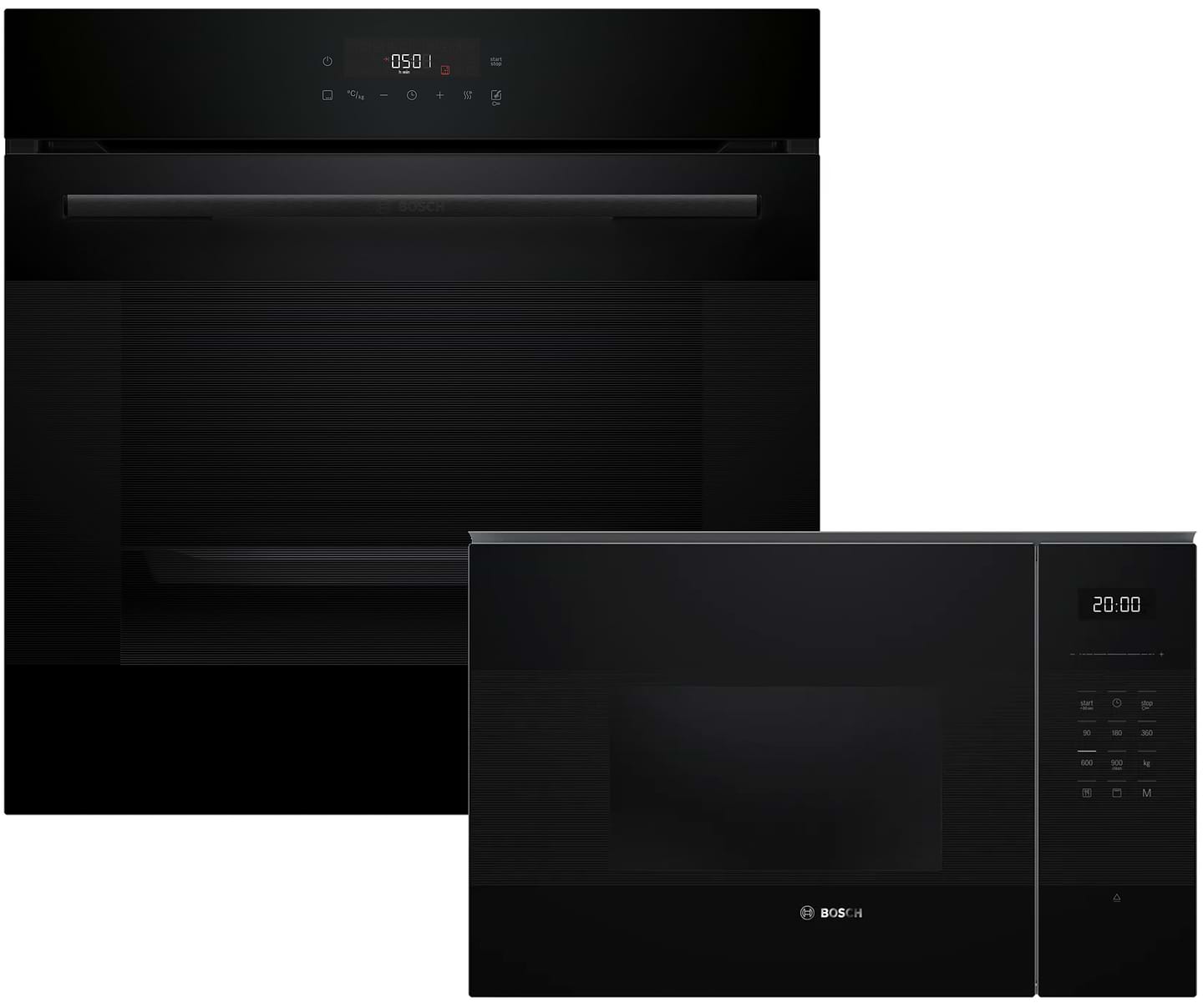 Комплект техники Bosch Духовой шкаф + Микроволновая печь встраиваемая Bosch HJG852YB0T + BEL554MB2