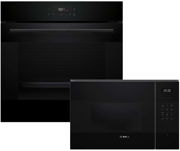 Фото - Комплект техники Bosch Духовой шкаф + Микроволновая печь встраиваемая Bosch HJG852YB0T + BEL554MB2