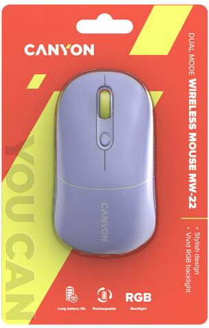 Фото - Миша бездротова Canyon MW-22 Dual Band RGB Wireless Mountain Lavender (CNS-CMSW22ML)