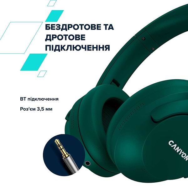Фото - Навушники повнорозмірні бездротові Canyon OnRiff 10 ANC Green (CNS-CBTHS10GN)