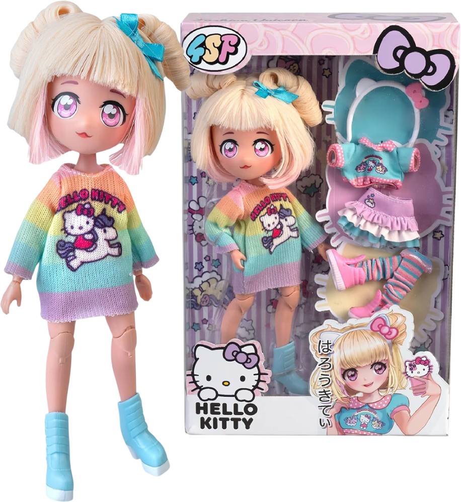 Кукольный набор 4SF Manga Dolls Hello Kitty – СТИЛЬНАЯ КОНФЕТКА-ЕДИНОРОГ (HKTF2000) - Фото 1