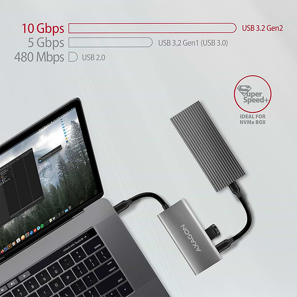 Фото - Хаб USB AXAGON SuperSpeed USB-C 10 Gbps SPEEDSTER 4, Grey (HMC-4G2)
