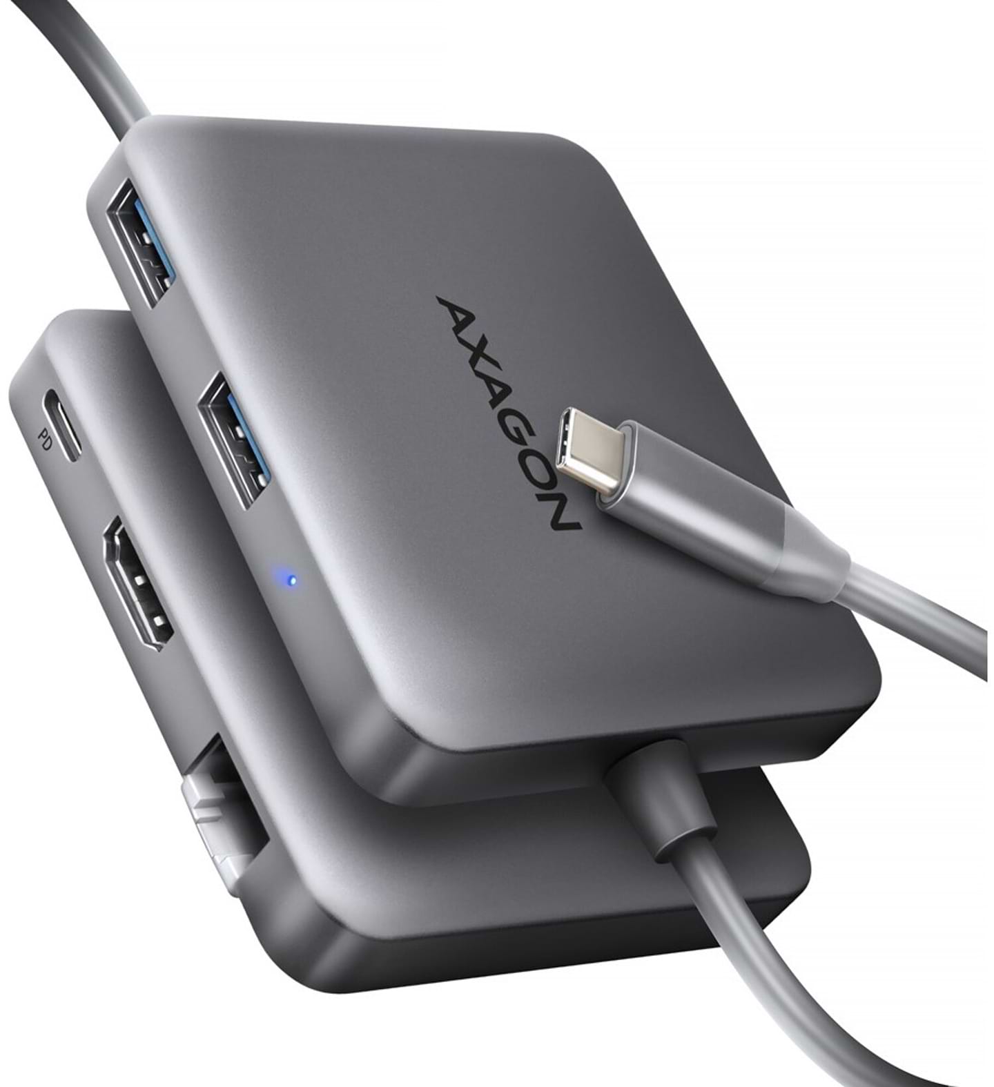 Хаб USB AXAGON USB-C 5Gbps SuperSpeed 5in1 Grey (HMC-5HL)