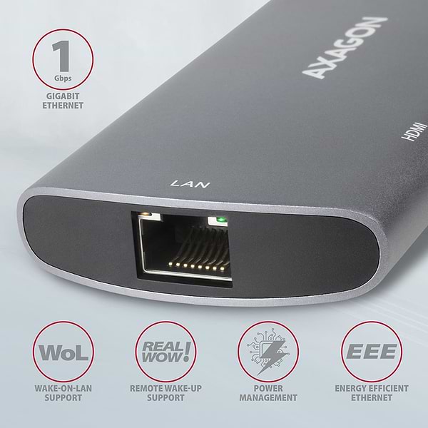 Фото - Хаб USB AXAGON SuperSpeed USB-C COMBO 6in1 Grey (HMC-6M2)