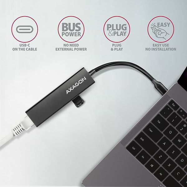 Фото - Хаб USB AXAGON SuperSpeed USB-C hub + gigabit LAN (HMC-GL3A)