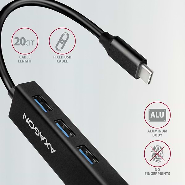 Фото - Хаб USB AXAGON SuperSpeed USB-C hub + gigabit LAN (HMC-GL3A)