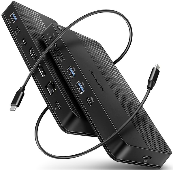 Фото - Хаб USB AXAGON USB4 40Gbps DUAL 4K DISPLAY 12in1 dock, Black (HMC-U4)