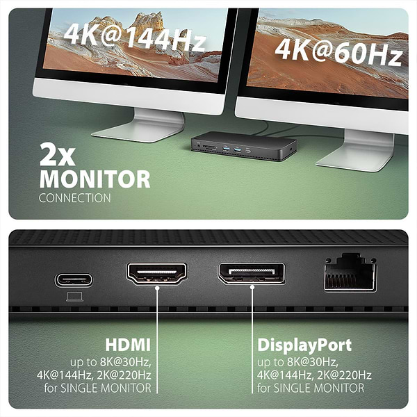 Фото - Хаб USB AXAGON USB4 40Gbps DUAL 4K DISPLAY 12in1 dock, Black (HMC-U4)