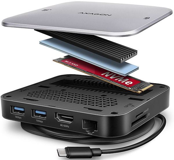 Фото - Хаб USB AXAGON USB-C 10Gbps UFO 9in1 Grey (HMC-UFO)