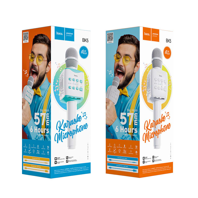 Фото - Мікрофон вокальний бездротовий HOCO BK5 Blue (6931474742308)