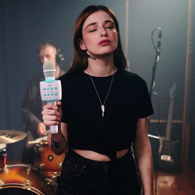 Фото - Мікрофон вокальний бездротовий HOCO BK5 Blue (6931474742308)