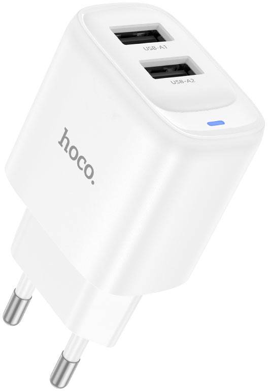 Сетевое зарядное устройство HOCO C141A Smart dual-port charger White (6942007627856)