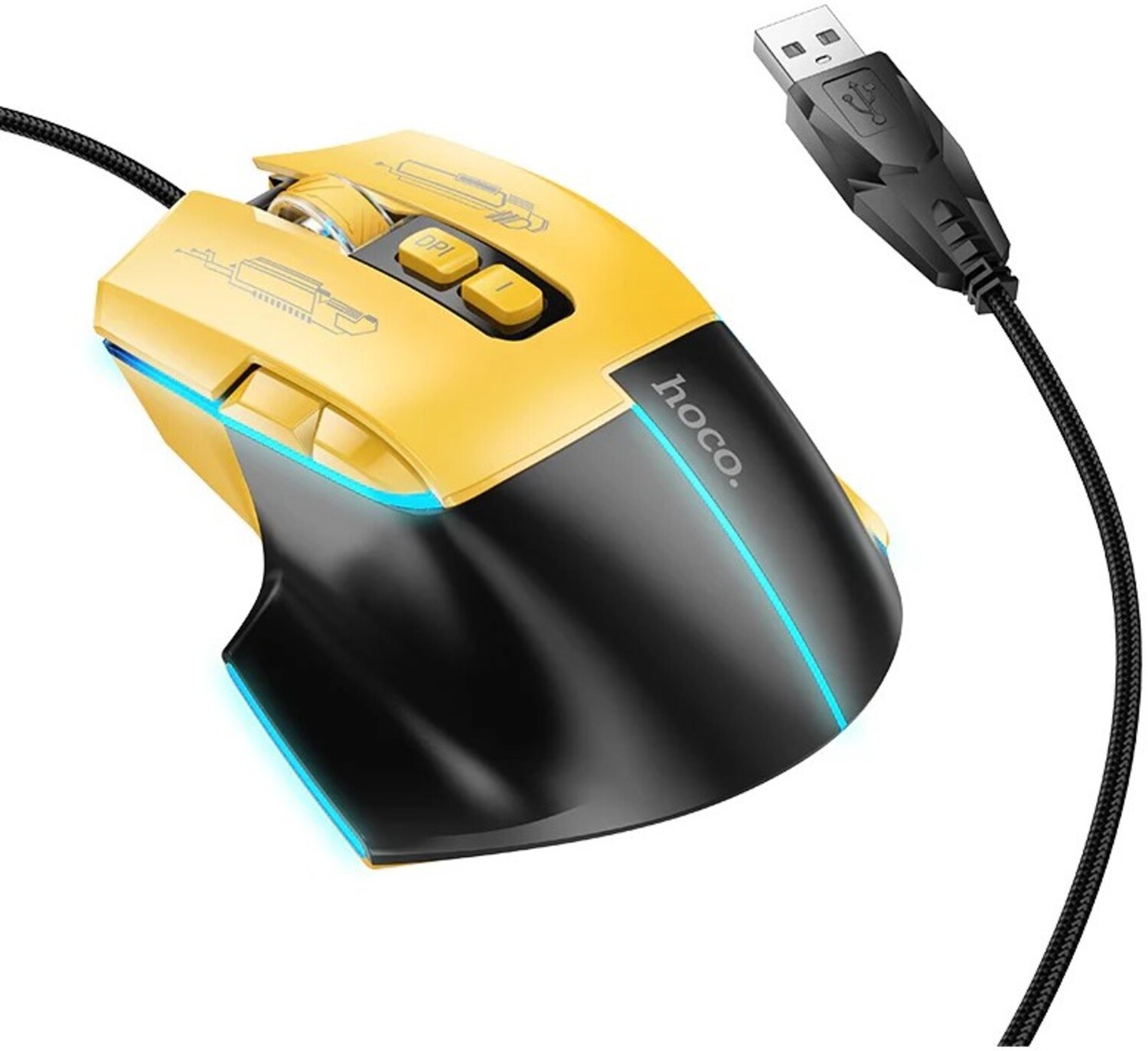 Миша дротова ігрова HOCO GM31 Black Yellow (6942007629201)