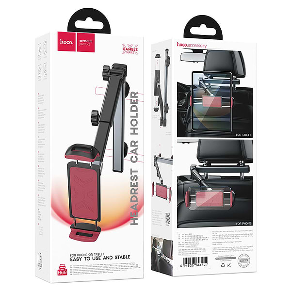 Фото - Автотримач HOCO H69 Black/Red (6942007641241)