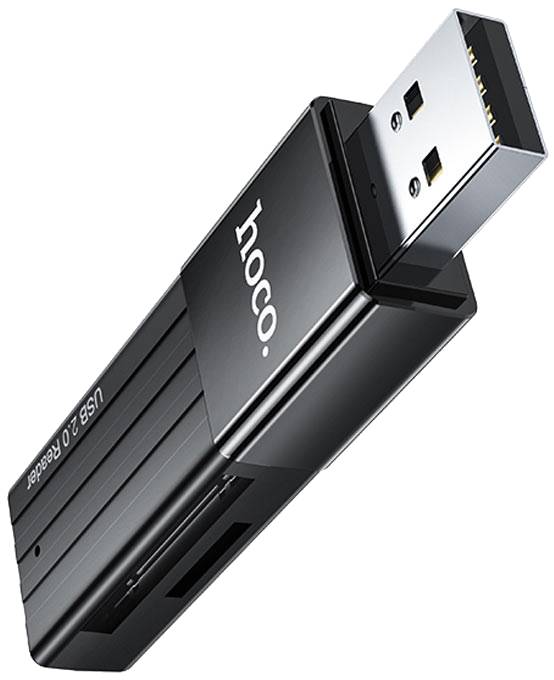 Кардридер HOCO HB20 Mindful 2-in-1 (USB2.0) Black (6931474735201)