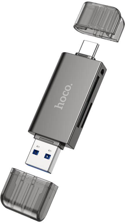 Кардридер HOCO HB39 USB/Type-C 3.0 high-speed card reader Metal Gray (6942007604819)