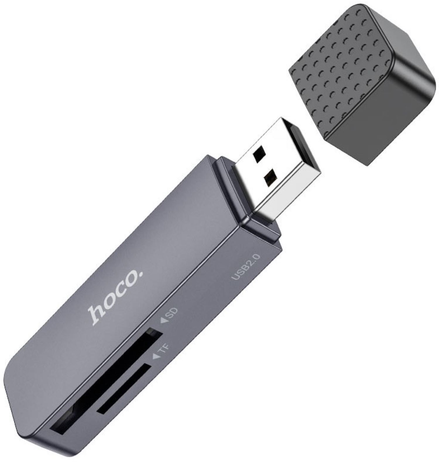 Кардрідер HOCO HB45 Spirit 2-in-1 USB 2.0 card reader Metal Gray (6942007620499)