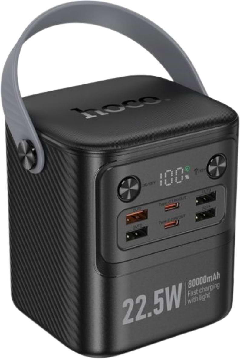 Батарея мобильная HOCO J152 Tough 22.5W + PD20W с LED-фонарем и ручкой 80000 mAh Black (715657)