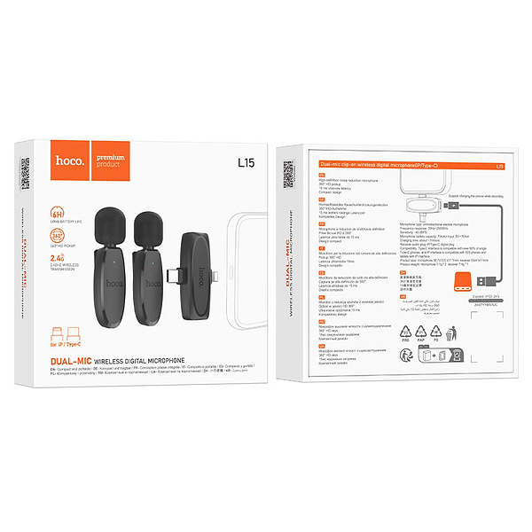 Фото - Мікрофон для смартфона HOCO L15 Black (6942007638623)