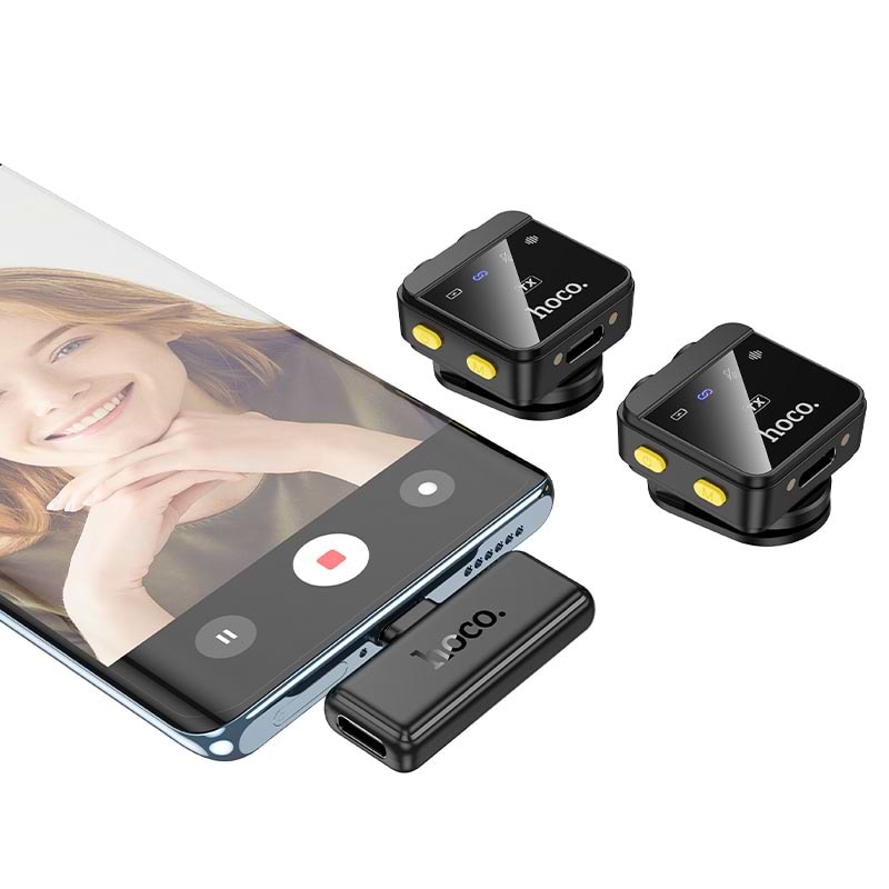 Фото - Микрофон для смартфона HOCO L17 Dual-mic iP/Type-C Black (6942007645997)