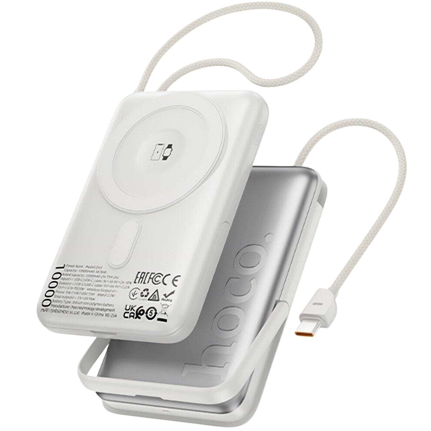 Батарея мобільна HOCO Q43 Clever Dual PD20W Magnetic з кабелем Type-C, зарядкою для Apple Watch та підставкою 10000 mAh Silver (715649)