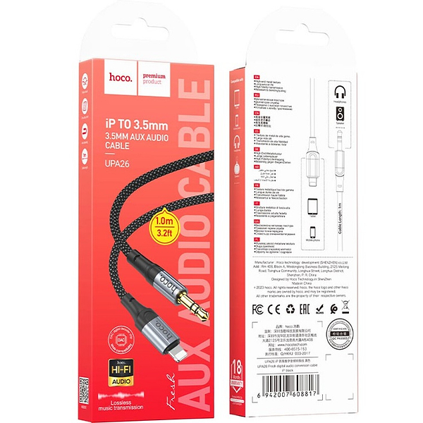 Фото - Кабель 3.5 мм - 3.5 мм HOCO UPA26 iP Black (6942007608817)