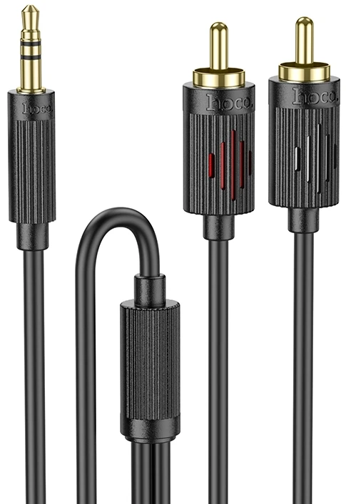 Кабель RCA HOCO UPA28 3.5 double lotus RCA audio cable Black (6942007607759)