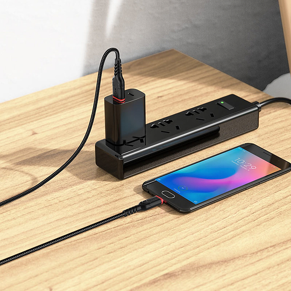 Фото - Кабель HOCO X59 USB to Micro 2.4A 1m nylon TPE Black (6931474744890)