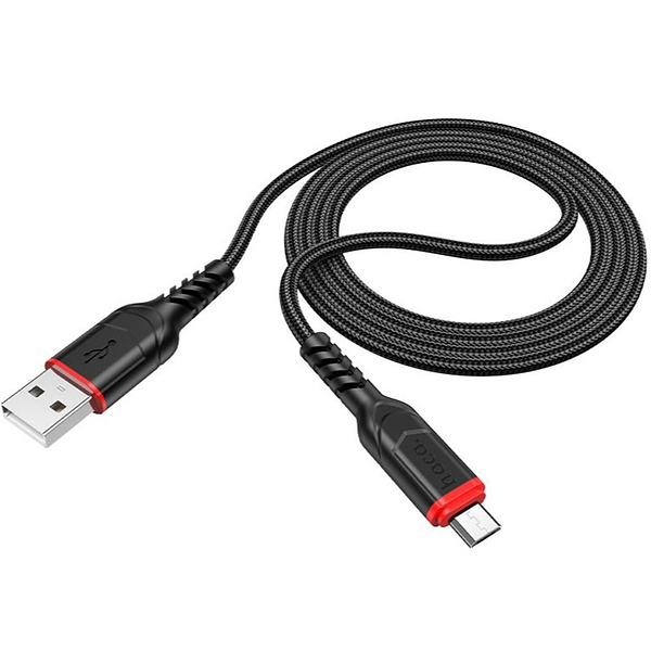 Фото - Кабель HOCO X59 USB to Micro 2.4A 1m nylon TPE Black (6931474744890)