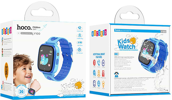 Фото - Дитячий годинник HOCO Y100 36mm. SIM 2G. 400 mAh. IP65 Blue (6942007625630)