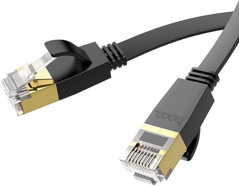 Кабель патч-корд HOCO US07 General pure copper flat network cable 5 м Black (6931474780706)