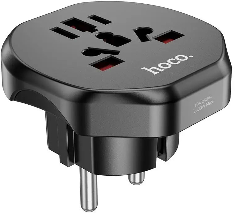 Перехідник 220В HOCO AC6 Black (6931474791511)