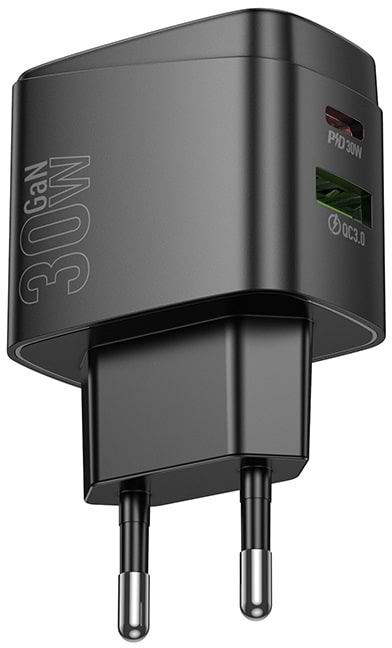 Мережевий зарядний пристрій HOCO CS61A Bright PD30W+QC3.0 (EU) Black (6942007638425)
