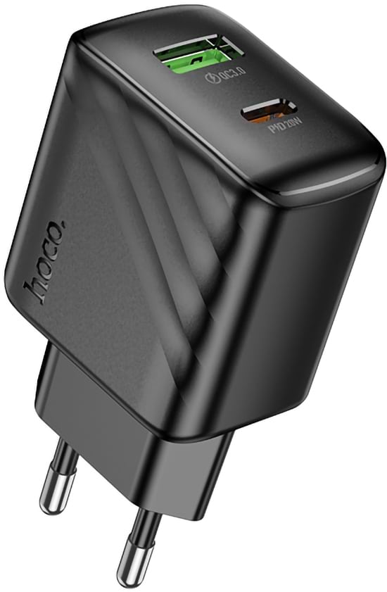 Мережевий зарядний пристрій HOCO CS25A Rico PD20W+QC3.0 charger Black (6942007639781)