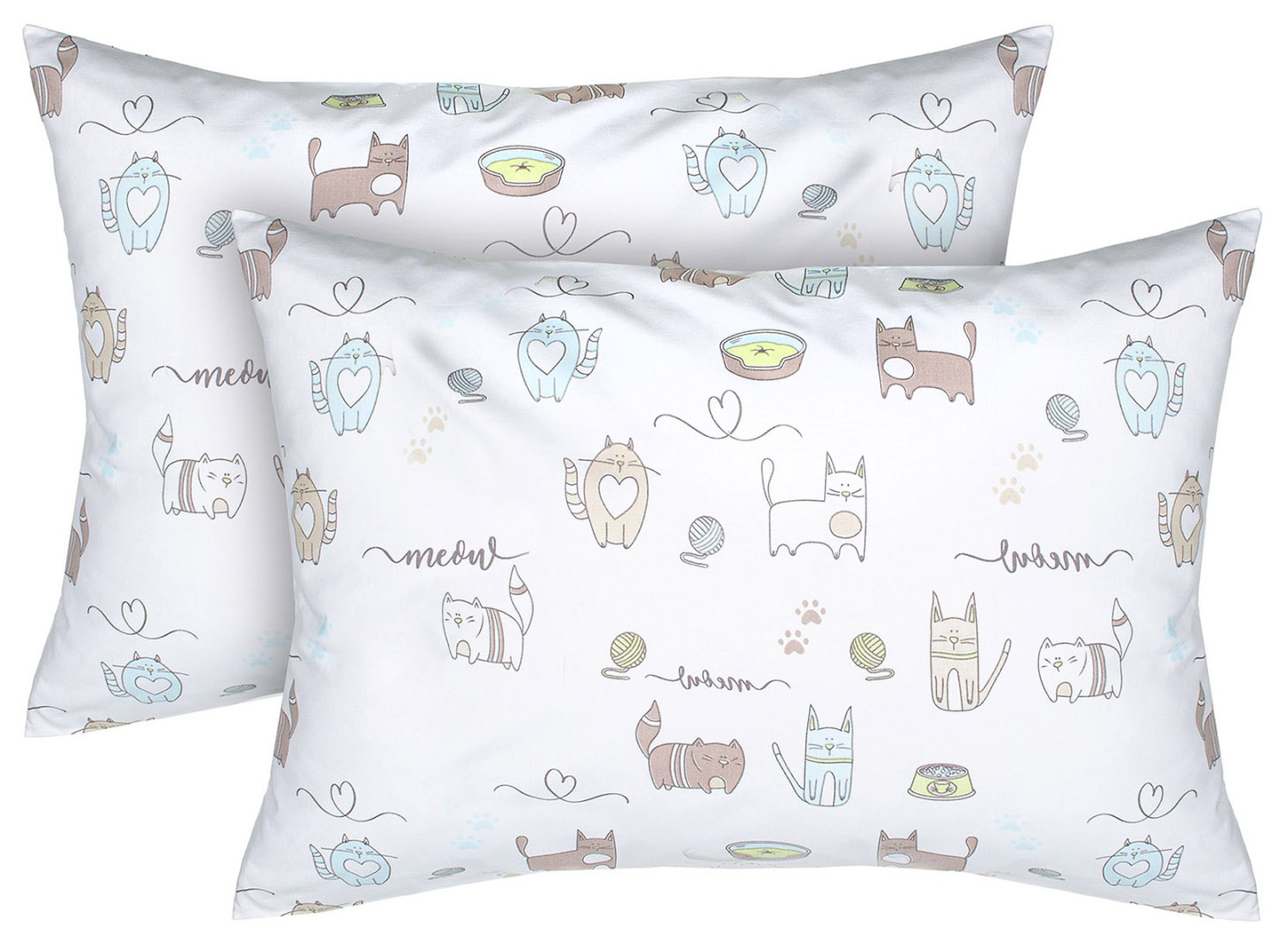 Наволочка Home Line 50х70 см 2 шт. РАНФОРС Щ115 КОТЯЧАЯ РАДОСТЬ кофейно-кремовые (202588)