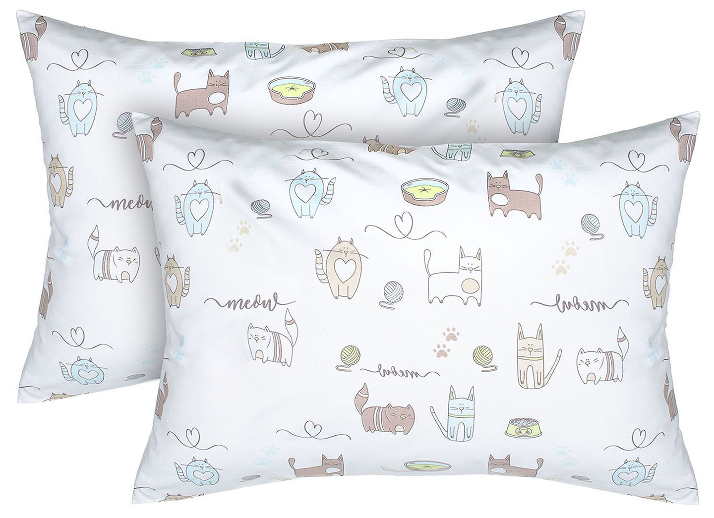 Наволочка Home Line 40х60 см 2 шт. РАНФОРС Щ140 КОТЯЧАЯ РАДОСТЬ кофейно-кремовые (202589)