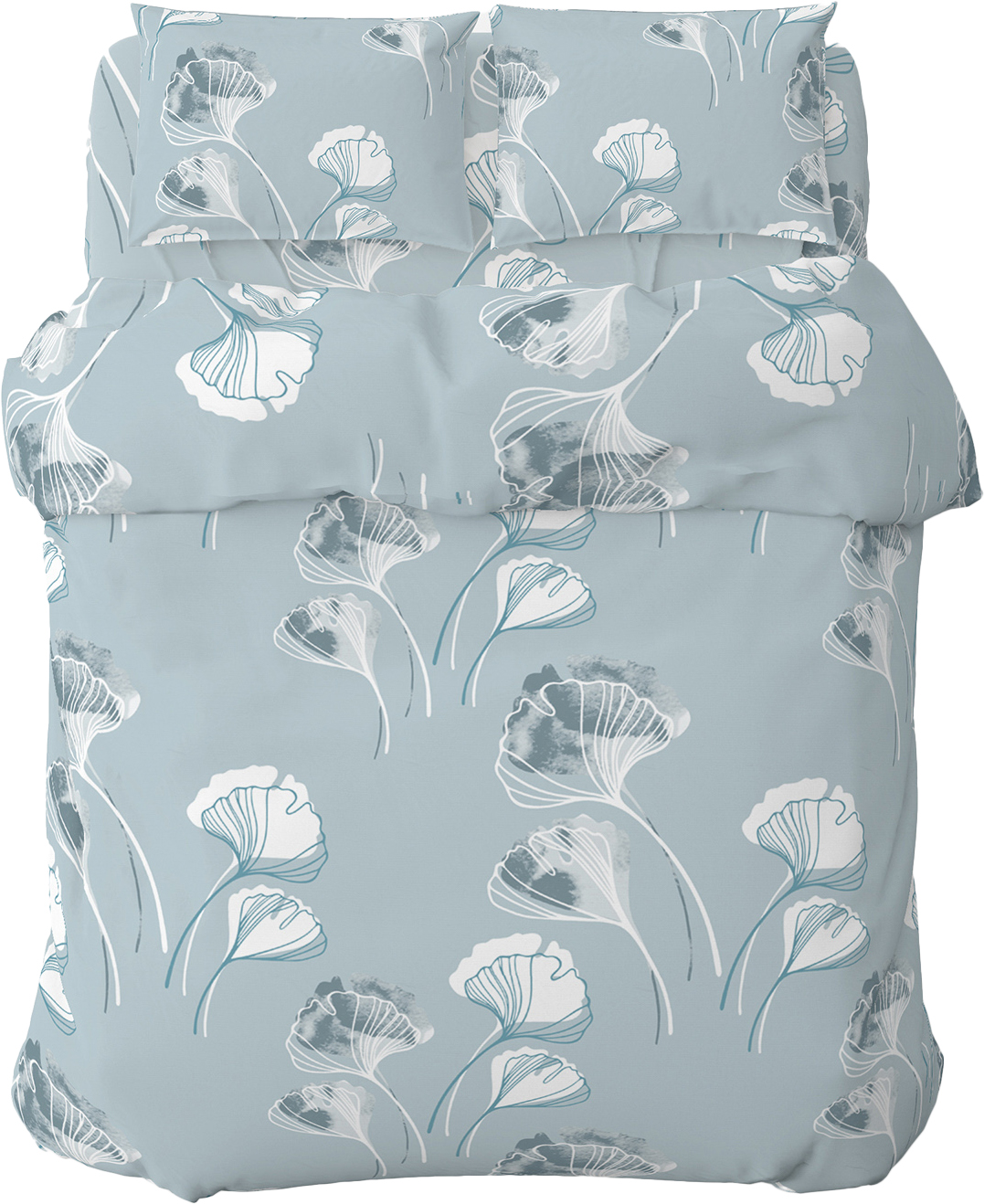 Комплект постельного белья Home Line Полутораспальная Бязь +нав 50х70 см ГИНКО БЕЛОБА серо-голубой (173832)