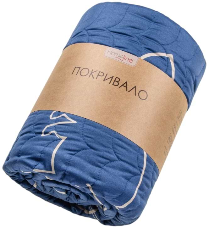 Покривало полуторне Home Line 160х210 см стьобане КОТИ синій (192261)