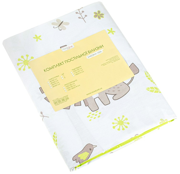 Фото - Комплект постільної білизни дитячий Home Line Бязь +нав 40х60 см МАДАГАСКАР кавово-салатовий (193594)