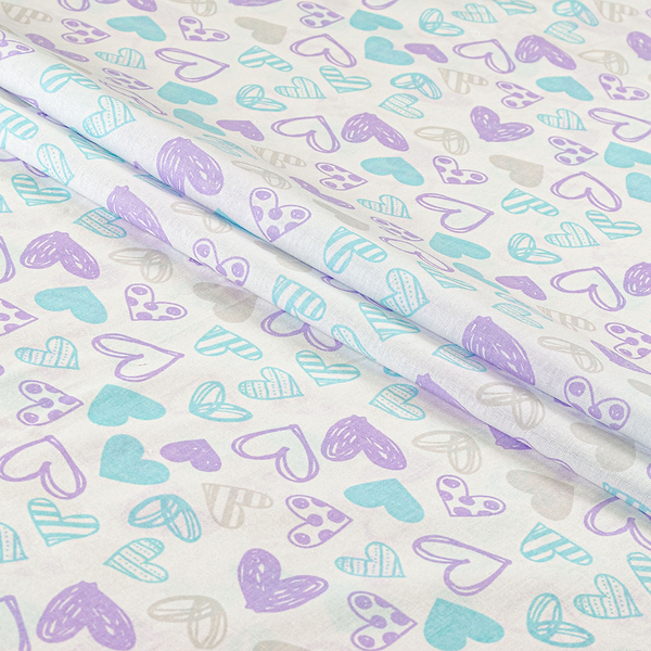 Фото - Комплект постільної білизни дитячий Home Line Бязь +нав 40х60 см СЕРДЕЧКИ лавандово-бірюзові (193595)