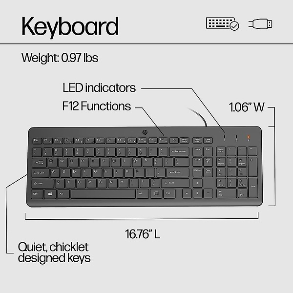Фото - Клавіатура+миша HP 150 USB EN Black (240J7AA)