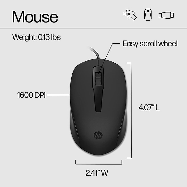 Фото - Клавіатура+миша HP 150 USB EN Black (240J7AA)