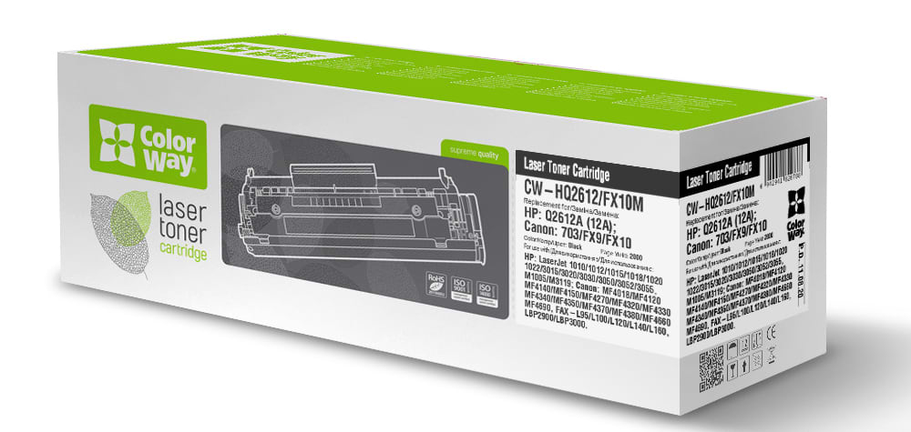 Картридж для лазерних принтерів/БФП Colorway HP (Q2612/Can. FX10) LJ 1010 Univ. (CW-HQ2612/FX10M)