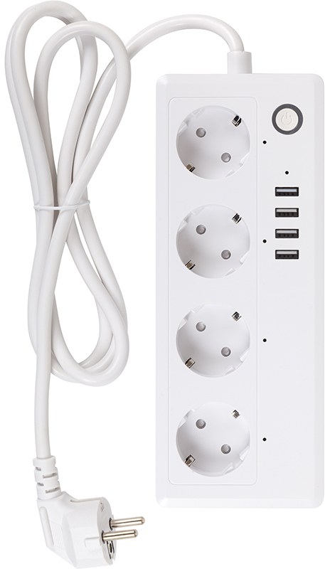 Фото - Мережевий фільтр Tuya Smart 1.8 м 16A 4 розетки 4xUSB (HS082383)