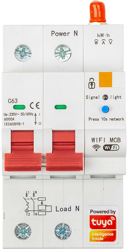 Релейний вимикач Tuya 1P+N, Wi-Fi, RS485, 63A (HS084059)