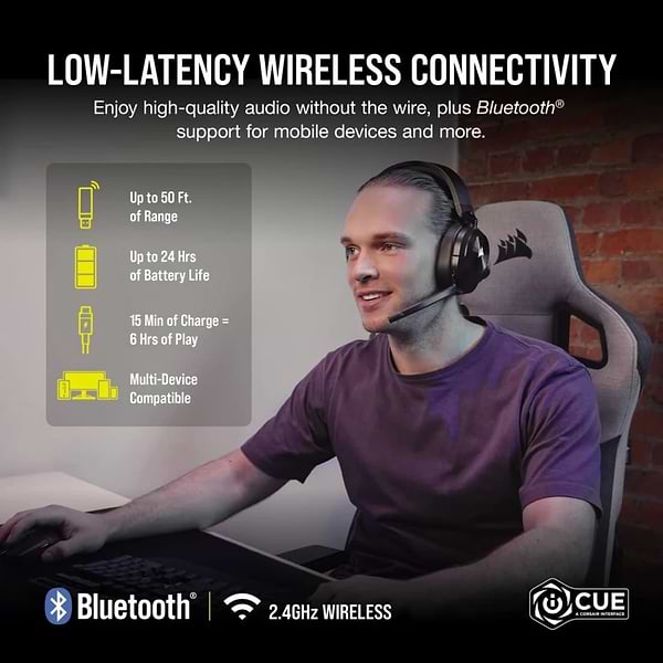 Фото - Гарнитура беспроводная игровая Corsair HS55 Wireless Gaming Dolby 7.1 Carbon (CA-9011280-EU)