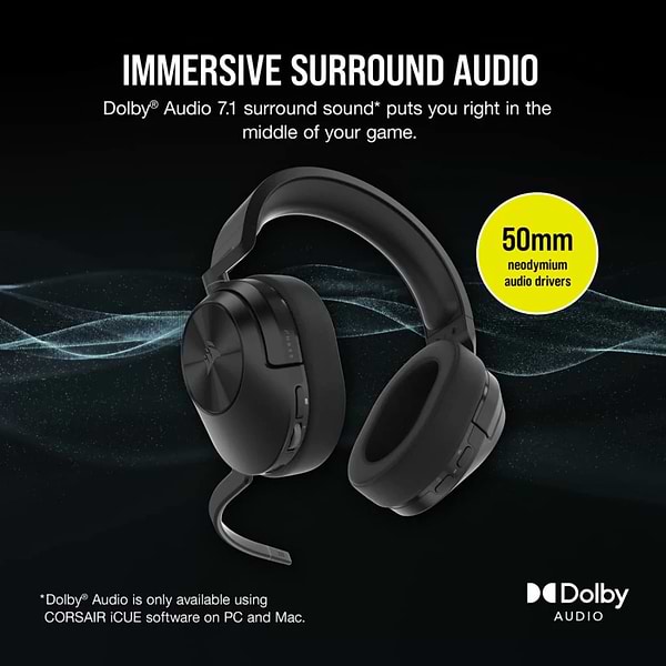 Фото - Гарнитура беспроводная игровая Corsair HS55 Wireless Gaming Dolby 7.1 Carbon (CA-9011280-EU)